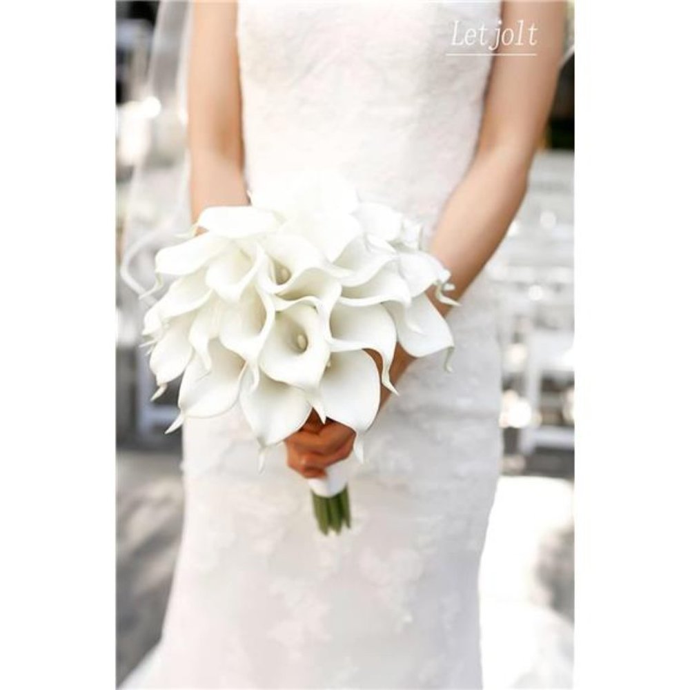 White Calla Lily 12Pcs Artificial Flowers Bouquet for Wedding White